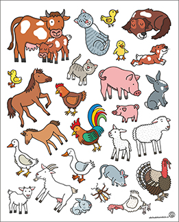 Samolepky střední - Zvířátka ze statku