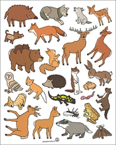 Samolepky střední - Zvířátka z lesa